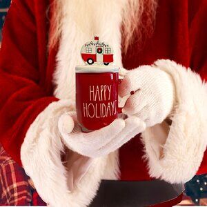 Rae Dunn Happy Holidays Christmas Mug w/Camper Top